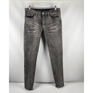 mnml Jeans Mens 30x33 Gray Skinny Leg Ankle Zip Button Fly Low Rise Denim